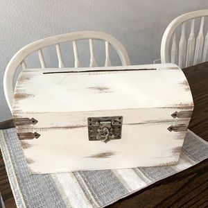 Hobby Lobby white rustic chest - card holder
